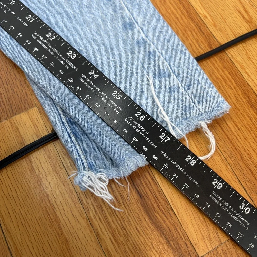 Levis 501 Skinny Jeans Womens 27x28 Light Wash High Rise Slim Raw Hem Button Fly